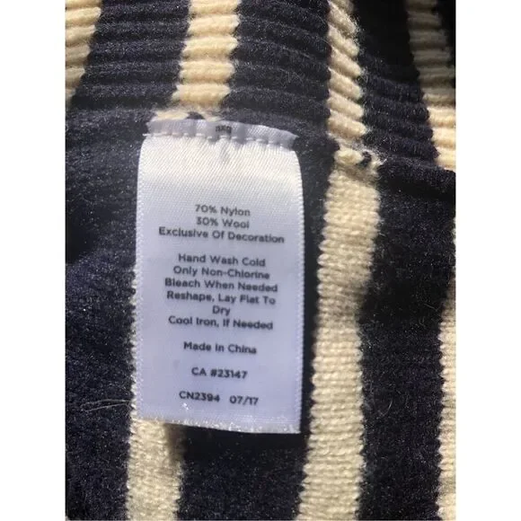 Navy sailor Talbots Navy Blue Ivory Cable Knit Wool Blend Sweater Dress Petite / - Picture 14 of 14